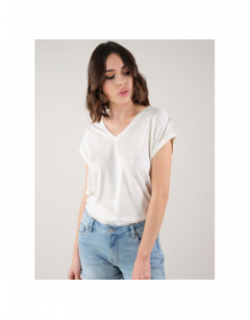 T-shirt chiné pailleté eyota blanc femme - Deeluxe