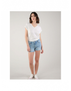 T-shirt chiné pailleté eyota blanc femme - Deeluxe