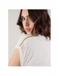 T-shirt chiné pailleté eyota blanc femme - Deeluxe