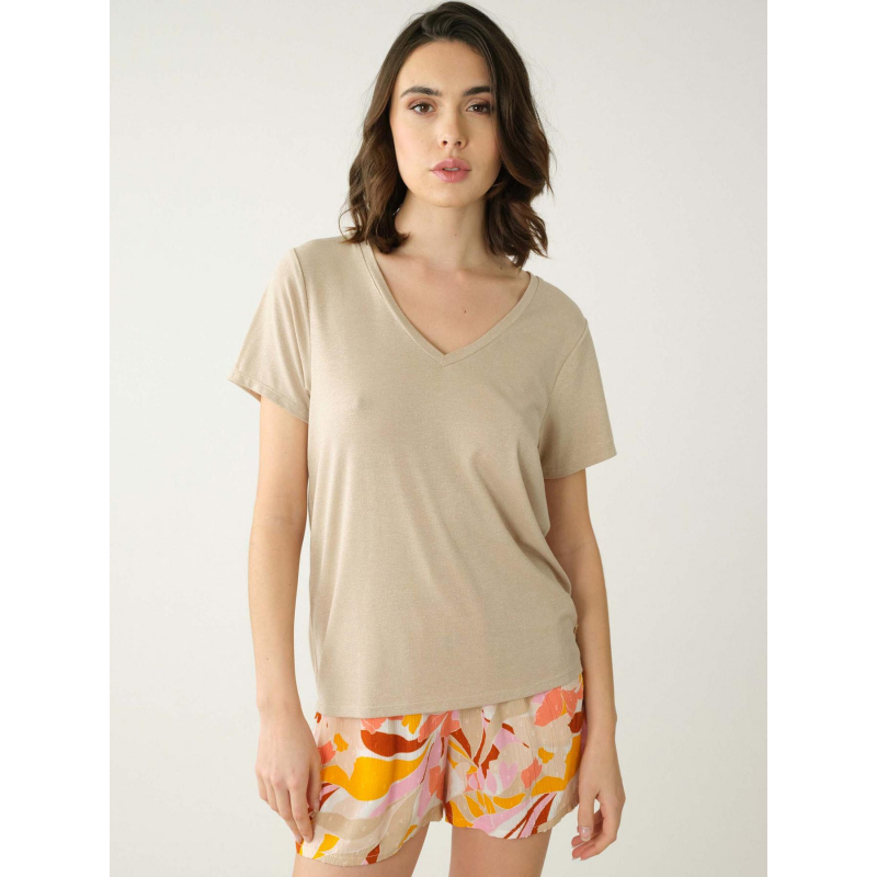 T-shirt glowy beige femme - Deeluxe