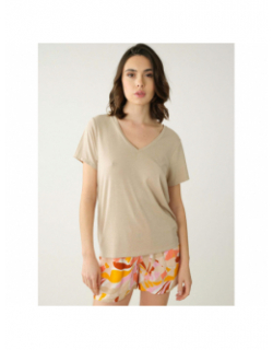 T-shirt glowy beige femme - Deeluxe