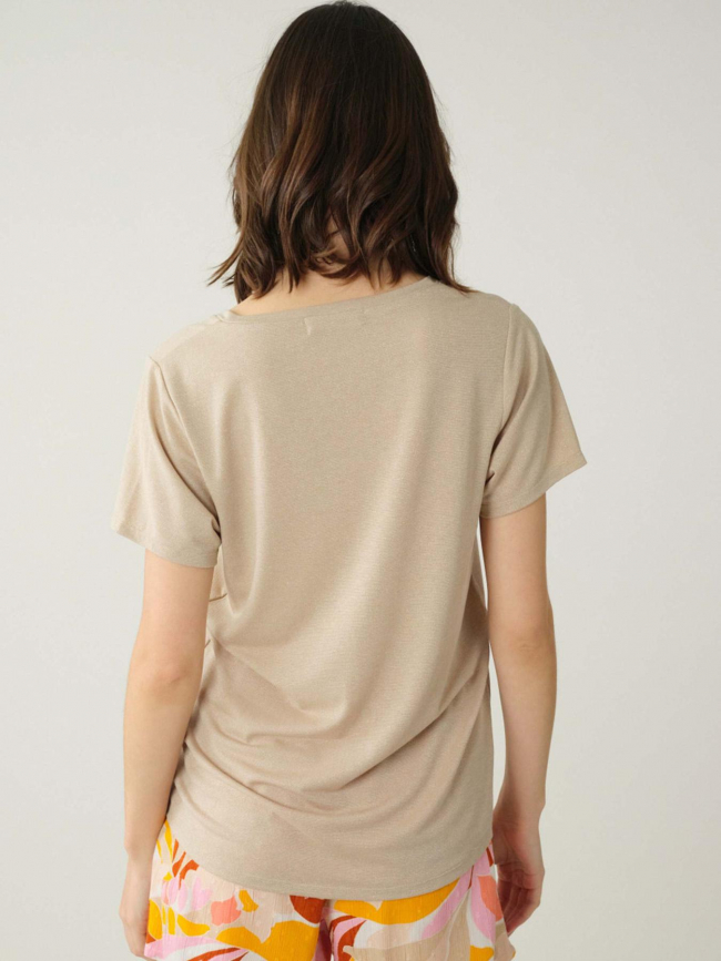 T-shirt glowy beige femme - Deeluxe