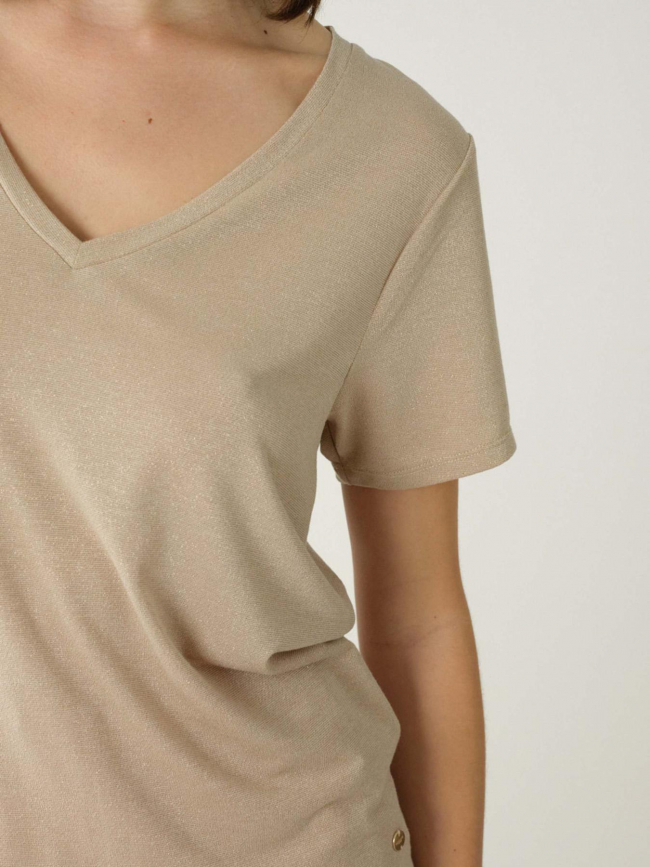 T-shirt glowy beige femme - Deeluxe