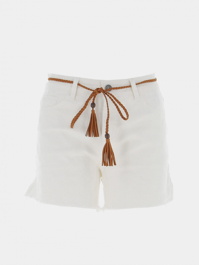 Short denim avec ceinture lio blanc femme - Deeluxe