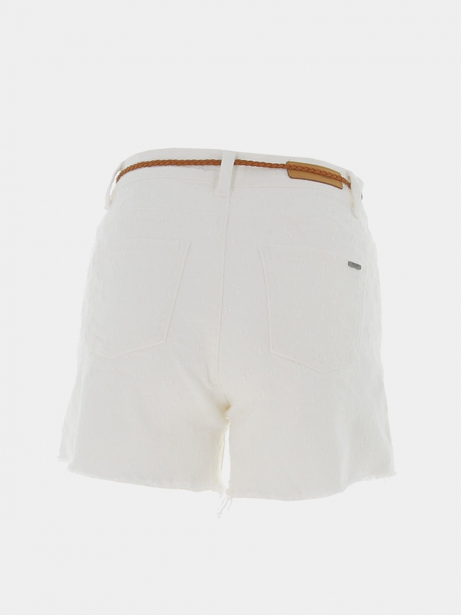 Short denim avec ceinture lio blanc femme - Deeluxe