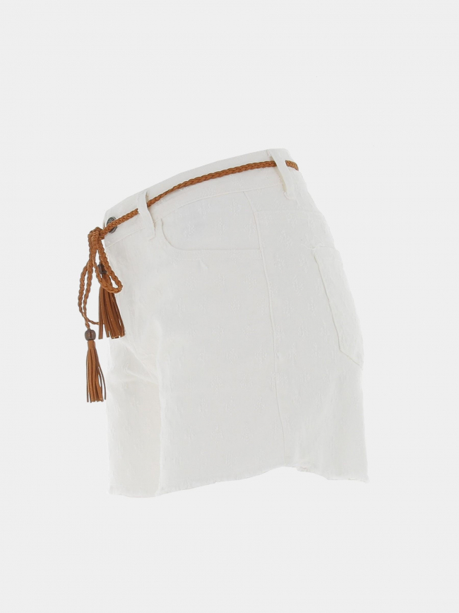 Short denim avec ceinture lio blanc femme - Deeluxe