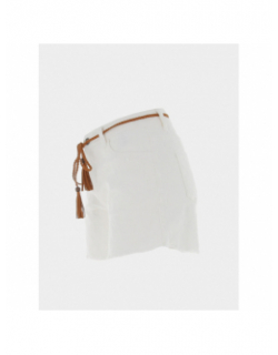 Short denim avec ceinture lio blanc femme - Deeluxe