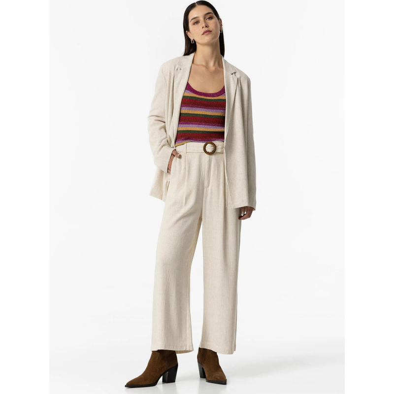 Pantalon ample en lin joana beige femme - Tiffosi