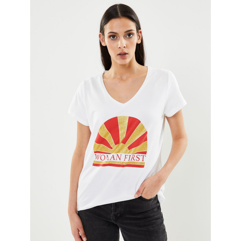 T-shirt col v merima blanc femme - Pieces