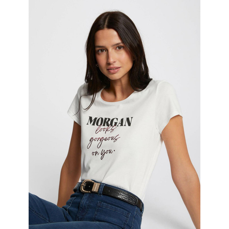 T-shirt message looks blanc femme - Morgan