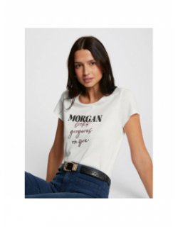 T-shirt message looks blanc femme - Morgan