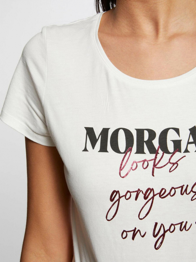 T-shirt message looks blanc femme - Morgan