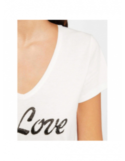 T-shirt col v lagon blanc femme - Morgan