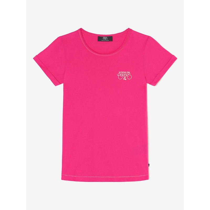 T-shirt uni tragi fuchsia rose fille - Le Temps Des Cerises