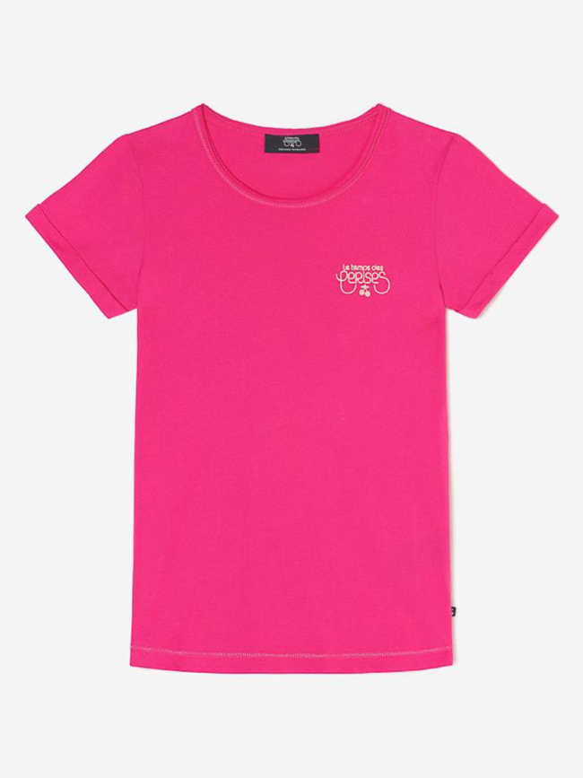 T-shirt uni tragi fuchsia rose fille - Le Temps Des Cerises