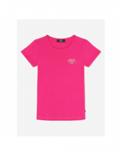 T-shirt uni tragi fuchsia rose fille - Le Temps Des Cerises