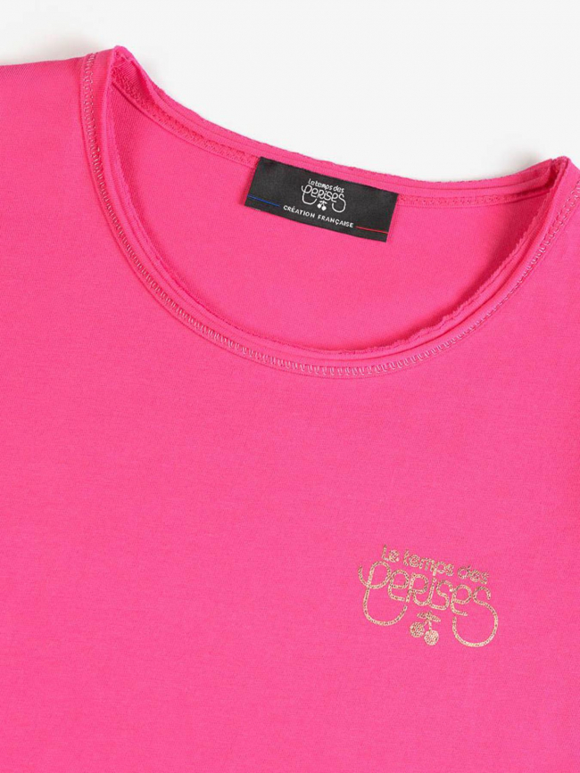 T-shirt uni tragi fuchsia rose fille - Le Temps Des Cerises