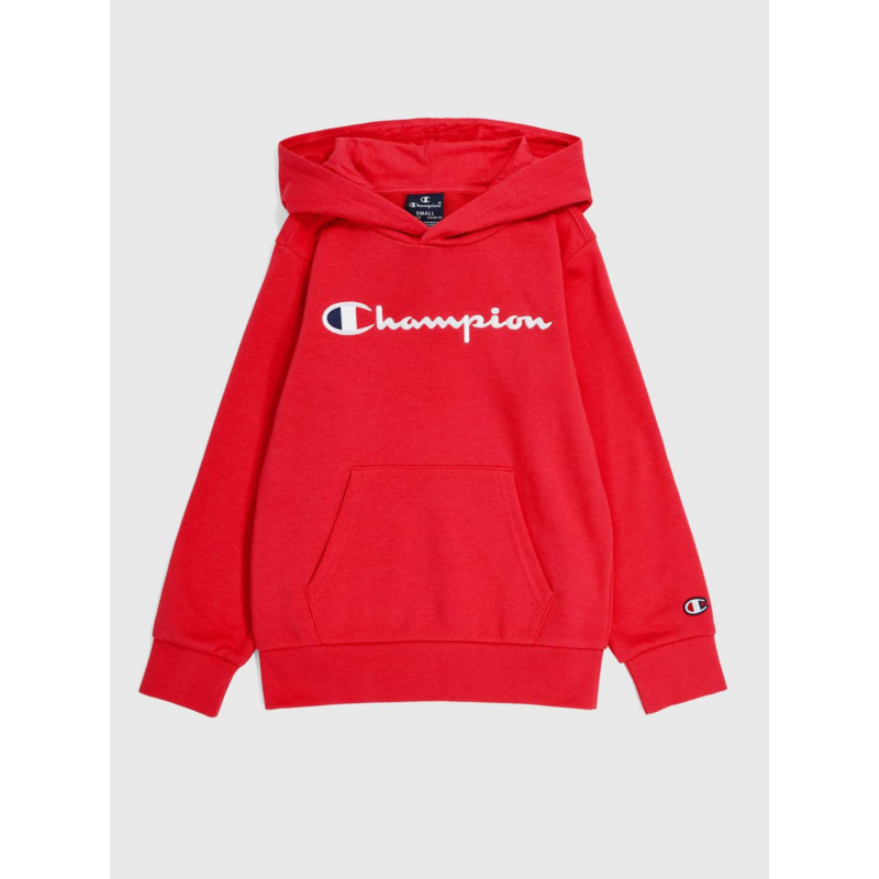 Sweat à capuche uni logo brodé rouge enfant - Champion