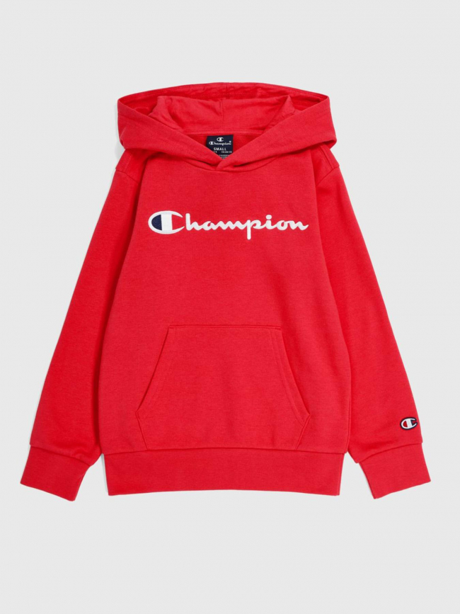 Sweat à capuche uni logo brodé rouge enfant - Champion