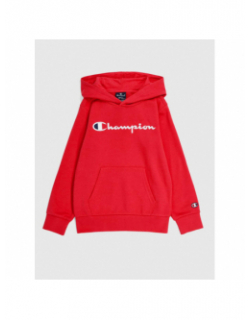 Sweat à capuche uni logo brodé rouge enfant - Champion