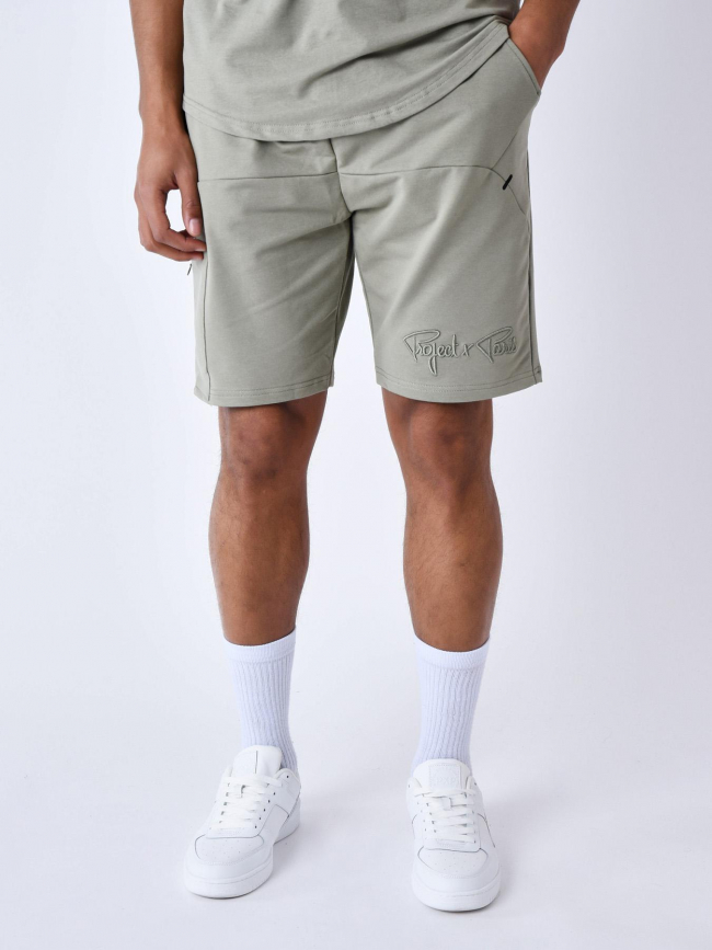 Short multi-poches logo brodé kaki homme - Project X Paris