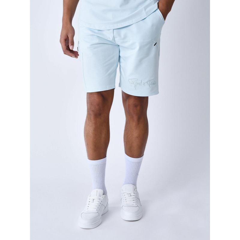 Short multi-poches logo brodé bleu ciel homme - Project X Paris