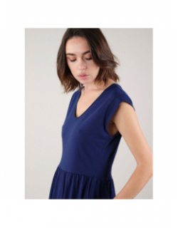 Robe mi-longue ayna bleu marine femme - Deeluxe