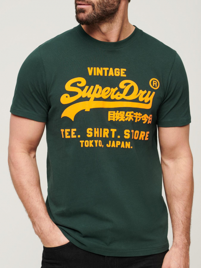 T-shirt manches courtes vintage logo vert homme - Superdry