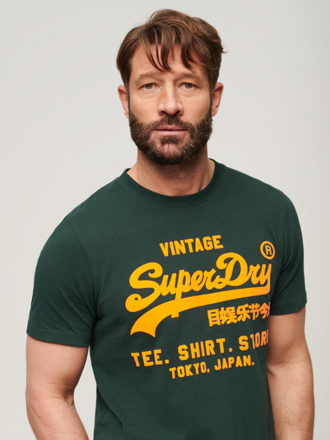 T-shirt manches courtes vintage logo vert homme - Superdry