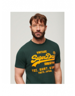 T-shirt manches courtes vintage logo vert homme - Superdry