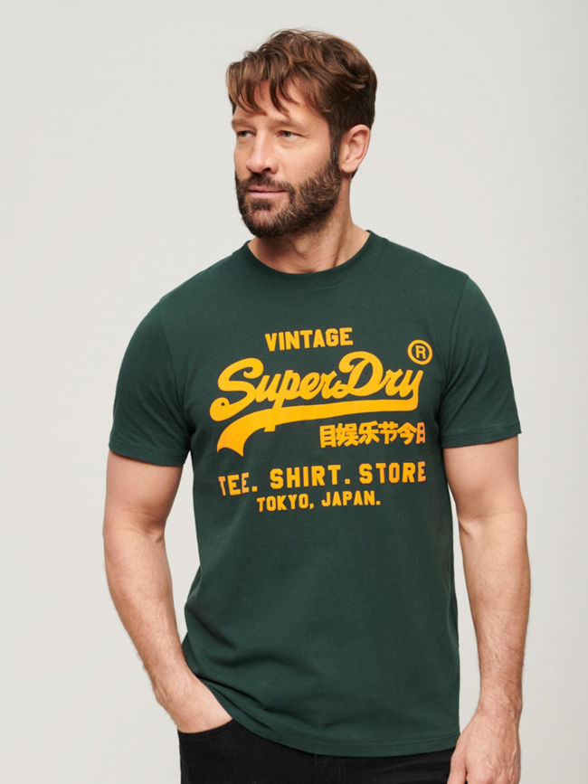 T-shirt manches courtes vintage logo vert homme - Superdry