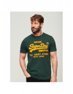 T-shirt manches courtes vintage logo vert homme - Superdry