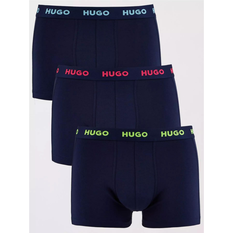 Pack 3 boxers trunks stretch bleu marine homme - Hugo