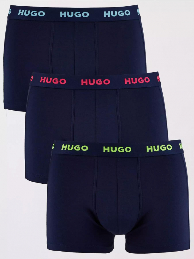 Pack 3 boxers trunks stretch bleu marine homme - Hugo