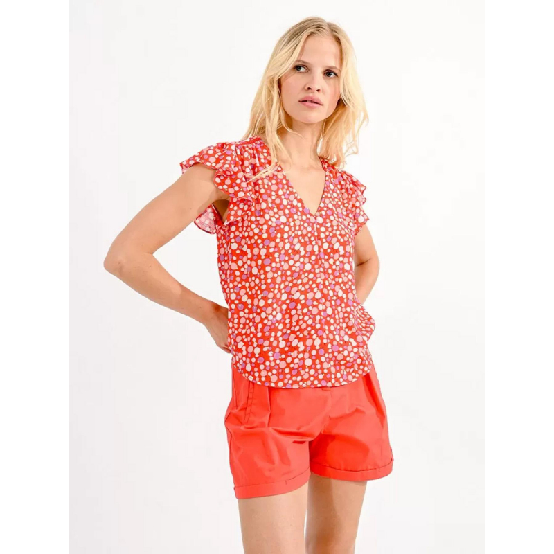 T-shirt woven imprimé pois rouge femme - Molly Bracken