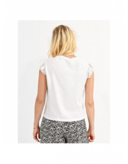 T-shirt knitted dentelle blanc femme - Molly Bracken