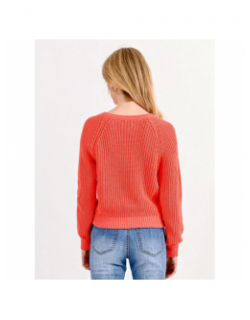 Pull en maille col v corail femme - Molly Bracken