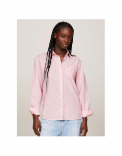 Chemise boxy à rayures rose femme - Tommy Jeans