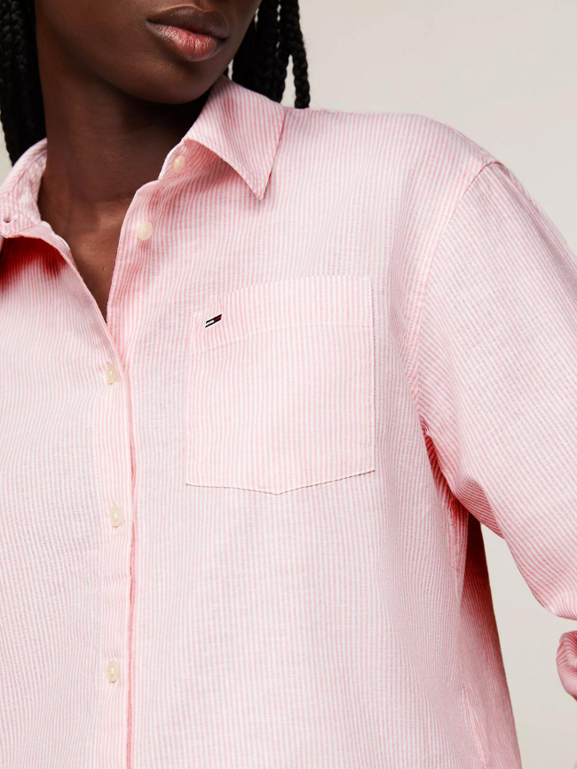 Chemise boxy à rayures rose femme - Tommy Jeans