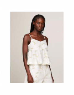 Débardeur poplin back floral blanc femme - Tommy Jeans