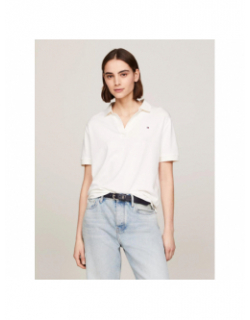 Polo relaxed open placket lyo écru femme - Tommy Hilfiger