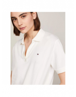 Polo relaxed open placket lyo écru femme - Tommy Hilfiger