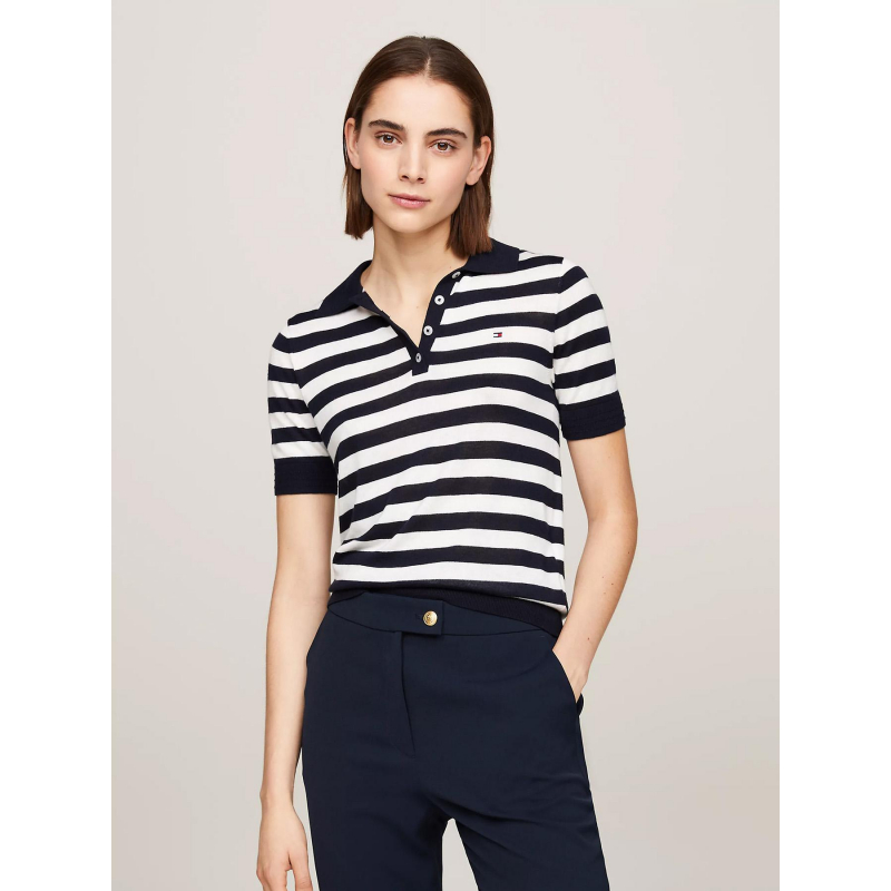 Polo marinière bleu marine femme - Tommy Hilfiger