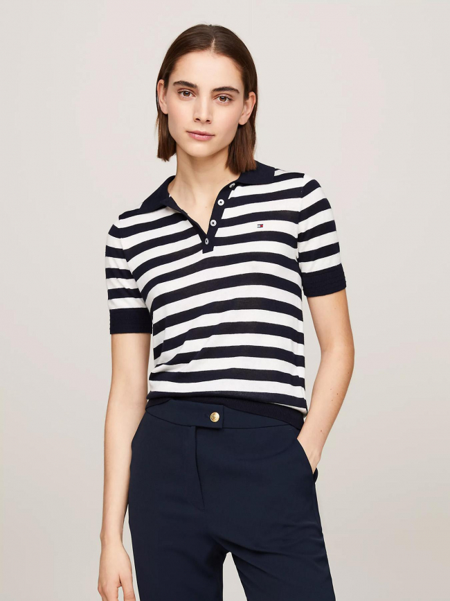 Polo marinière bleu marine femme - Tommy Hilfiger