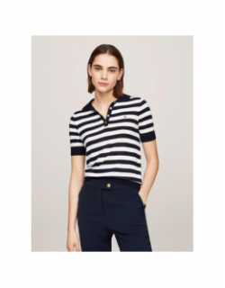 Polo marinière bleu marine femme - Tommy Hilfiger