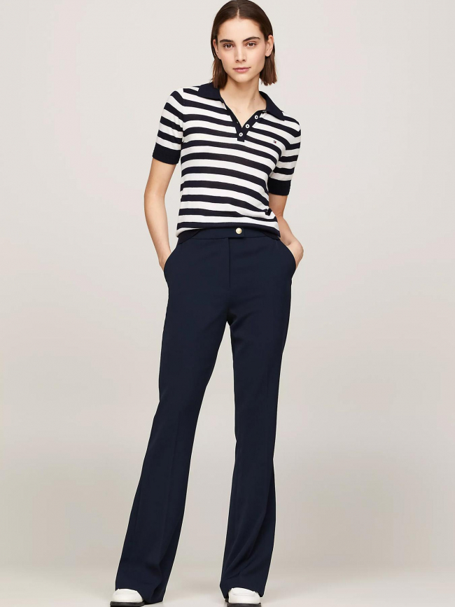 Polo marinière bleu marine femme - Tommy Hilfiger