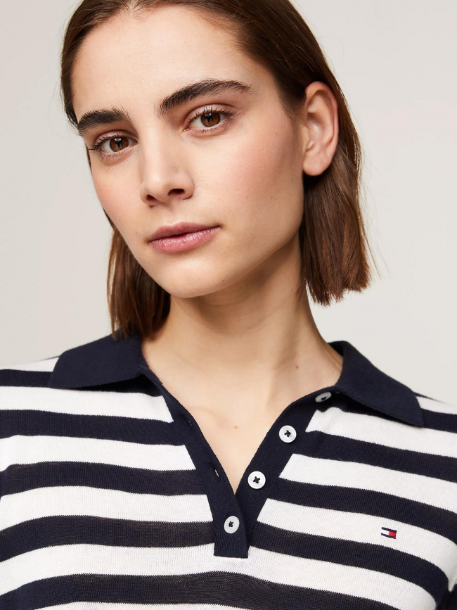 Polo marinière bleu marine femme - Tommy Hilfiger