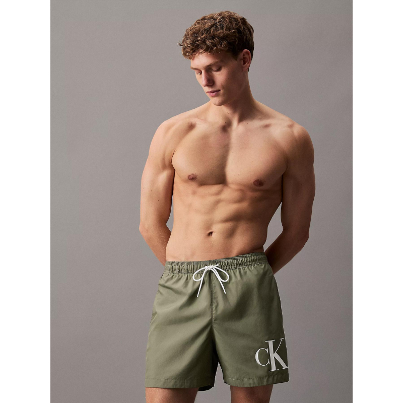 Short de bain medium drawstring kaki homme - Calvin Klein