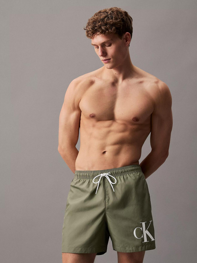 Short de bain medium drawstring kaki homme - Calvin Klein