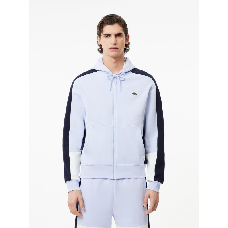 Sweatshirt zippé tricolore bleu homme - Lacoste